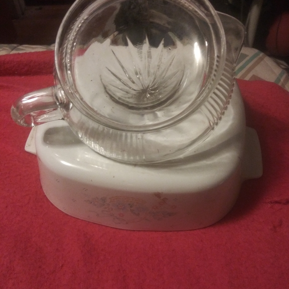 Vintage glass juicer ribbed with handle - Picture 2 of 2